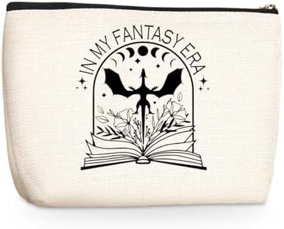 Fantasy Dragon Makeup Bag Fantasy Book Lovers Gifts Bookish Gifts Cosmetic Bag Halloween Christmas Birthday Gifts for Readers Women Girls Friends Wife Book Accessories Travel Toiletry Bag, Set of 5