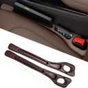 Car Seat Gap Filler Organizer of 2 - No Drop Seat Guard, Universal Car Seat Gap Filler, Durable Non-Slip Material, Easy 10-Second Install for Cars, Trucks & SUV (Brown)