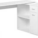 HOMCOM L Shaped Computer Desk, 180 Rotating Corner Desk with Storage Shelves, Drawer and Cabinet, Study Workstation for Home Office, 47.25"x19.75"x 53.75", White