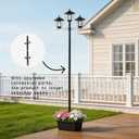 Solar Lamp Post Light with Planter,3-Head Solar Pole Light Outdoor Waterproof for Porch Yard Driveway Garden Patio Decor, Three-headed six-cornered lamp