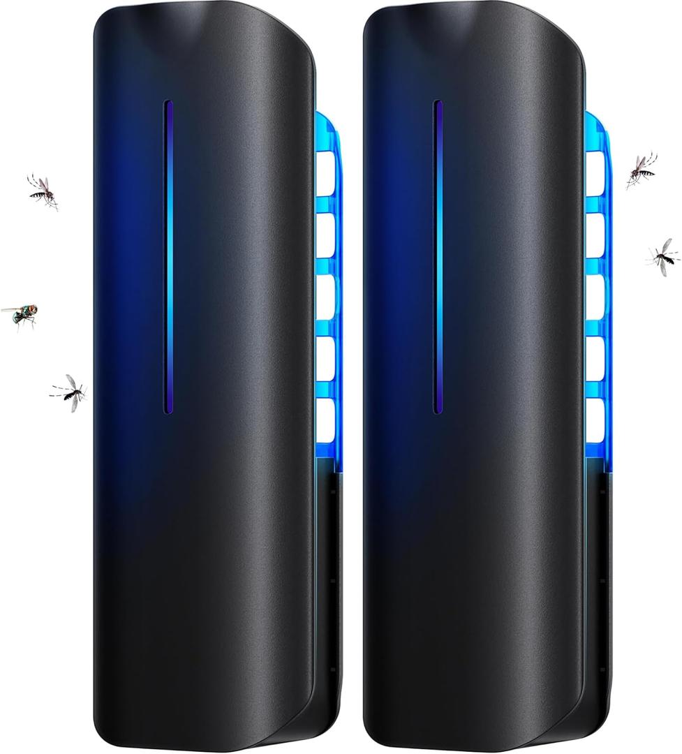 Fruit Fly Traps Indoor for Home: Plug in Mosquito Bug Zapper Gnat Moth Catcher with 9W Night UV Light, 2 Devices 20 Sticky Glue Board Refills for Indoors Flying Insect Trap