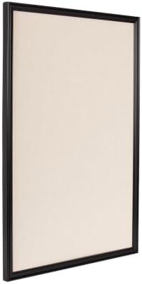 Kate and Laurel Adlynn Rectangle Framed Linen Fabric Pinboard, 24 x 36, Black, Traditional Beveled Bulletin Board for Vintage Home Wall Organization or Aspirational Vision Board