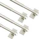 Multi-Use Adjustable Magnetic Curtain Rods for Doors, Windows, Tool Boxes, 9-16 Inch, Easy Installation4-PackNickel
