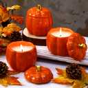 2 x MTLEE 3 Pcs Pumpkin Shaped Spice Candle with Ceramic Pumpkin Jar Scented Fall Candles Gift Thanksgiving Autumn Table Centerpiece Tealight Decoration Halloween Farmhouse Home Fragrance Illuminate Decor