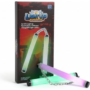 Light-Up Ninja Toys Nunchucks for Kids and Children Set Of 2, Fun Foam Costume, Safe LED Nunchucku Toy with Soft Padding for Martial Arts Practice, Ninja Costumes, Party Favors, Easter Basket Stuffer