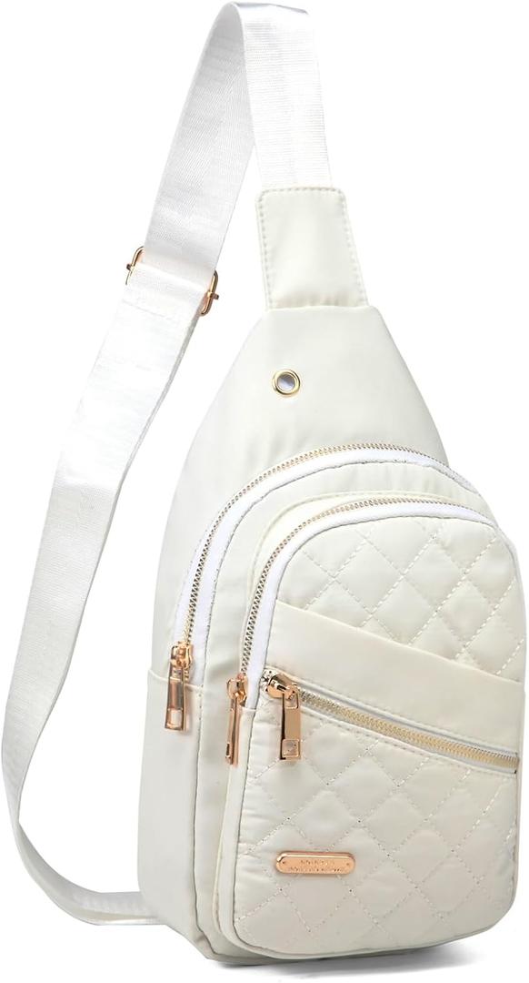 Crossbody Small Sling Backpack Sling Bag for Women, Chest Bag Daypack Crossbody for Travel Sport Running Hiking (Beige)