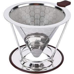 Pour Over Coffee Dripper, Pour-over Filters with 800 Mesh Steel Mesh Optimize Extraction For Rich Coffee Flavor, Stainless Steel Filter, Paperless Pour-over