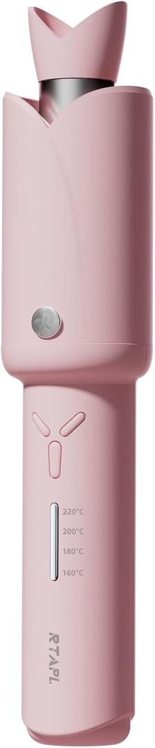 Cordless Curling Iron with Temperature Control, Rechargeable Hair Curler, Bunny Ear Design Portable Curling Wand for Travel, Fast Heating Hair Styling Tool for Women Girls, Pink