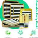 Black and Gold Party Supplies - 24 Pack - 9 Inch Party Paper Plate, 7 Inch Desert Plates, Napkins, and 9 Oz Cups, Diposable Set, for Wedding, Birthday Party, Bridal Shower, Thanksgiving, Christmas