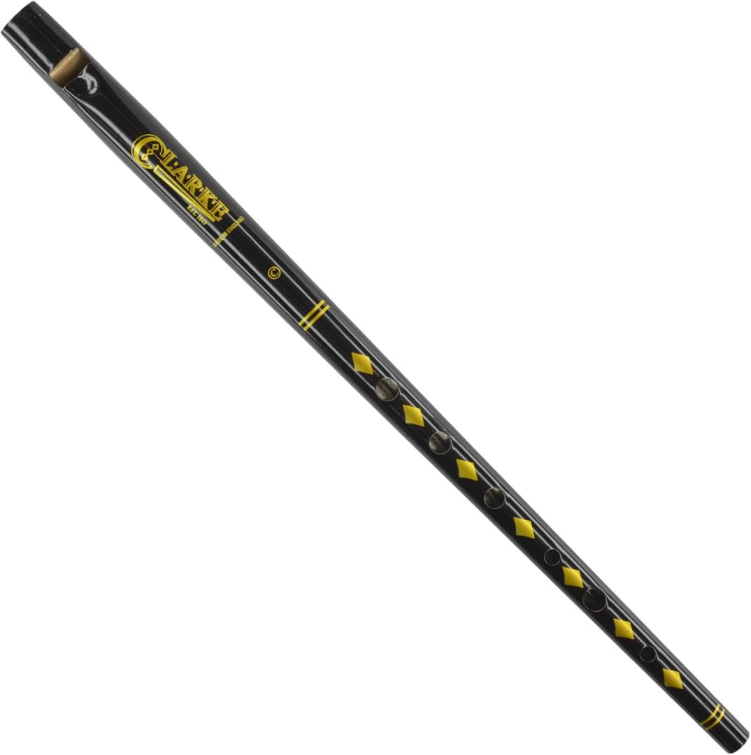 Clarke Original C Tinwhistle - Black with Gold Diamond Decor - a traditional Irish Celtic Penny Whistle (Key of C)