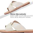 Luoika Women's Wide Width Flat Slides Sandals, Strappy Slide Sandal Slip-on Dressy Summer Shoes for Women, 8.5 