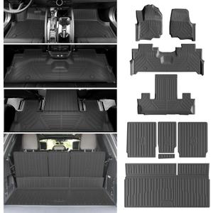 Powoq 7 Seats Floor Mats Compatible with 2025 2026 Ford Expedition Lincoln Navigator Cargo Mat Floor Liner Replacement for 2025-2026 Ford Expedition Accessories (Trunk Mat+Backrest Mats+Floor Mats)
