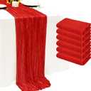 6Pack Red Cheesecloth Table Runner 10Ft Gauze Table Runner Red Cheese Cloth Table Runners Long Sheer Fabric Tablerunners for Wedding Party Bridal Shower Thanksgiving Christmas (6 Pack 20 x 120 inch)