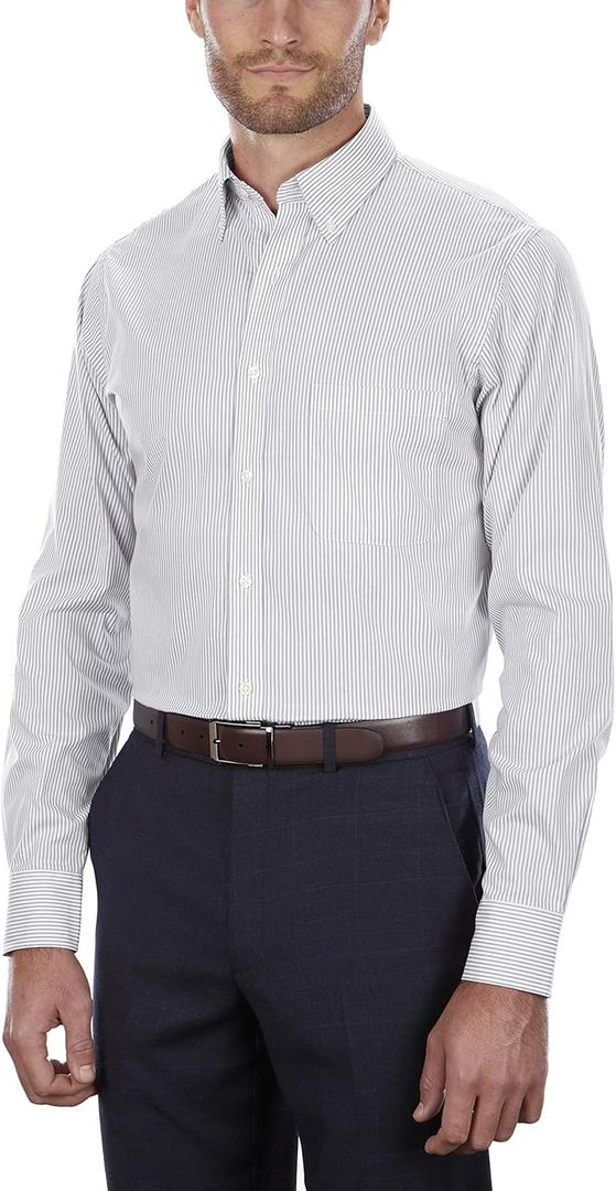 Van Heusen Men's Regular Fit Pinpoint Stripe Dress Shirt  (18" Neck 36"-37" Sleeve, Iced Grey)