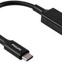 Philips USB C Male to USB A Female Adapter, 15W 6 inch Type A, 3.0 Adapter Port, Compatible with MacBook Pro/Air, iPhone 16 Pro/Max, Samsung Galaxy S24/S23/S22, 5 Gbps Transfer Speed, Black, SWU7113A/27