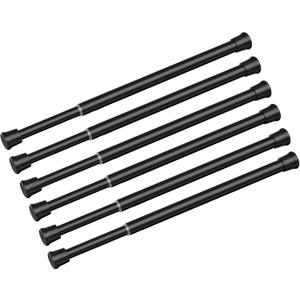 6 Pack Small Tension Rod 18 to 28 Inch Black Tension Curtain Rod Adjustable Spring Curtain Rods No Drilling Expandable Pressure Short Curtain Rods for Windows, Closets, Doorway, Kitchen