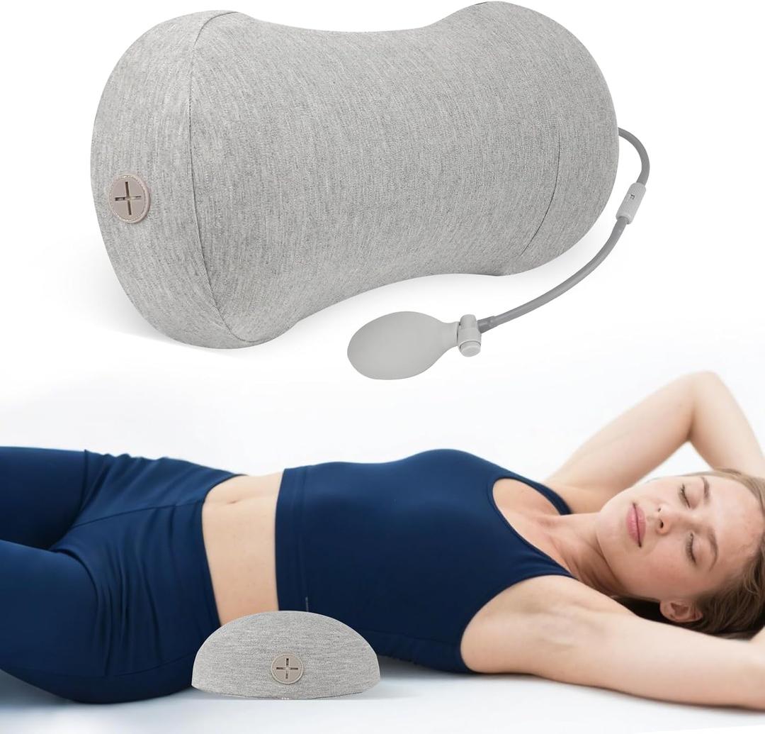 Inflatable Blow up Lumbar Support Pillow for Bed - Memory Foam Lower Back Pillow for Sleeping in Bed - Back Pain Relief While Sleep