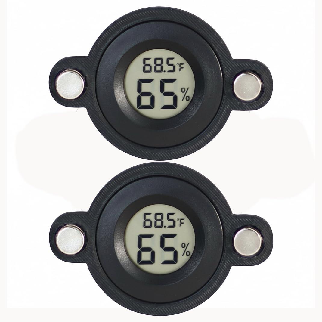 2 Pcs Magnetic Jumping Spider Enclosure Thermometer and Humidity Gauge Temperature and Humidity Monitor for Jumping Spider and Reptile Tank Mini Digital Hygrometer with LCD Screen(Round)