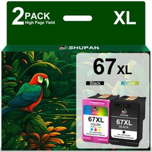 67XL Ink Cartridges Black/Color Combo Pack Replacement for HP 67 XL 67 Ink Work for Envy 6000 6055 6055e 6400e 6455e 6458e Envy Pro 6455 6458 (Black and Color)
