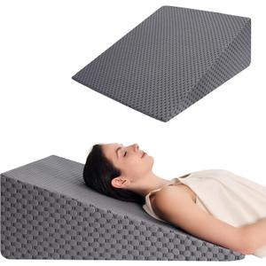 Wedge Pillow 10in Bed Wedge Pillow for Sleeping, Snoring, Back Support, After Surgery, Triangle Pillow, with Washable Cover, Gray