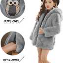 ASHER FASHION Little Big Girls Winter Outfit Hooded Fur Jacket Warm Cotton Fleece Thick Coat Outwear (6-7 Years, Gray)