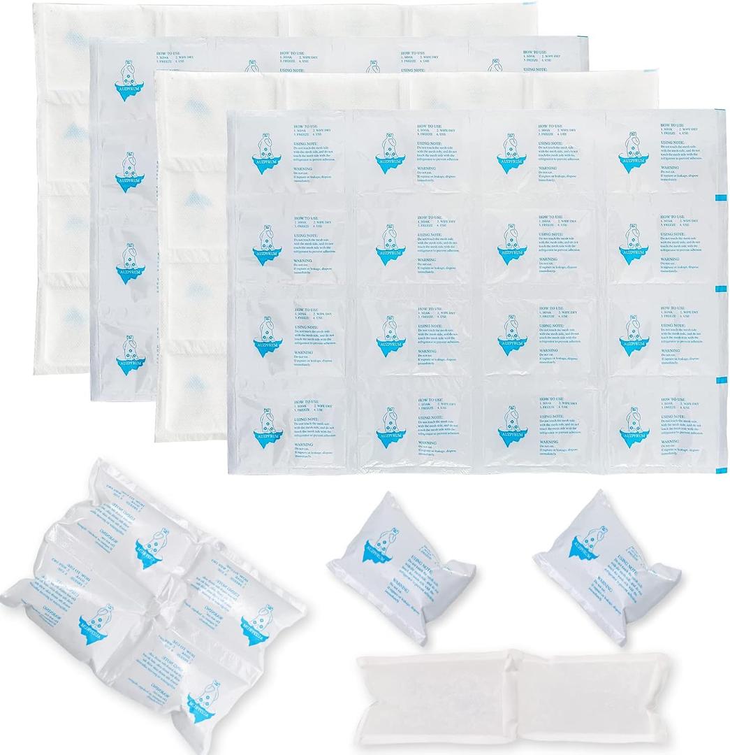 Ice Packs for Shipping & Coolers - Dry Ice Sheets for Transporting Frozen Food - Long Lasting Cold Pack for Lunch Bags (4 Sheets x 16 Cells)