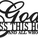 AHYS God Bless This Home Wall Decor Rustic Metal Home Sign Christian Jesus Decorations for Farmhouse Entryway Living Room Kitchen Dining Room