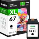67XL Black Ink Cartridge Remanufactured Replacement for HP Ink 67 Black Ink Cartridge High Yield Used with 2700 2700e 2752 2752e 2742 2755 4100 4100e 4152 4155e 6000 6055 6400 6455e Printer