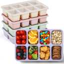 4 Pack Snackle Box Container with Lids, Dishwasher Safe 8 Compartment Divided Snack Serving Tray Platterbox, Protable No-Scatter Snacklebox Snack Container for Adult, Kids, Family, Travel, Party, Work