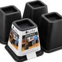 Lufia Bed Furniture Risers Heavy Duty, Stackable Bed Lifts Risers for Sofa, Table, Couch, Chair or Desk, Set of 4 Bed Lifts (Black, 6 inch)
