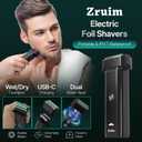 Electric Razor for Men Face,2 Adjustable Speeds Foil Shavers for Men for Beard/Face Beard Trimmer Waterproof Wet & Dry with 3 Floating Blade LED Display USB-C Fast Rechargeable for Travel Home