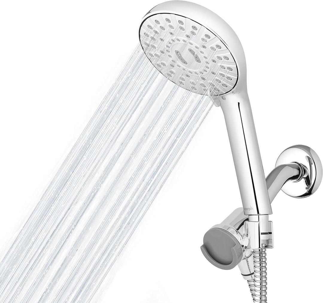 Waterpik Magnetic Dual Dock Adjustable Height Hand Held Shower Head With 5-Foot Metal Hose and PowerPulse Shower Massage, Chrome QMP-863ME