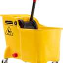 Rubbermaid Commercial 31 Quart Tandem Mop Bucket with Wringer and Drain