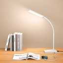 Vansuny LED Desk Lamp with USB Charging Port, Eye-Caring, 5 Color Modes,6 Brightness Levels, Touch Control, Flexible Gooseneck, Memory Function for Dorm Office Work Bedroom (12W,White)