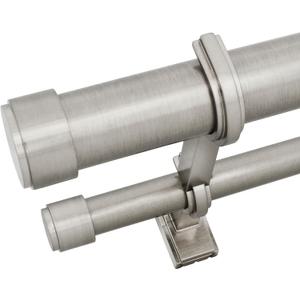 BlastHome Non-Adjustable Luxury Double Curtain Rods for Windows, 1  Premium Rod Set, 8 foot Custom Fixed Length (Two Rods Connect on Both Front & Back for a Seamless Look), Brushed Nickel