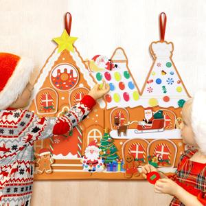 Breling DIY Felt Christmas Tree for Toddlers, 3x2 ft with 39 Detachable Christmas Ornaments for Kids Toddlers Gingerbread House Snowman Santa Ornaments Craft Xmas Gifts Door Wall Hanging Decorations