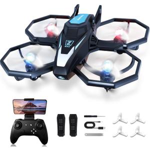 Drone with Camera, 1080P FPV Drone Camera with Remote Control Quadcopter, Gestures Selfie, One-Key Take Off/Landing, Speed Adjustment, 3D Flips, 2 Batteries Mini Drone for Adults Kids