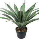 Velener Artificial Agave Plant in Black Pot with Real Stone Pebbles, Large Fake Agave Plants with Green Serrated Leaves, Faux Yucca for Indoor and Outdoor Decor-27 Inches Tall, 29 Leaves