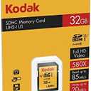 Kodak SDHC Card 32GB UHS-I U1 V10 Premium, up to 85MB/s Read Speed, for Full HD Video and High-Resolution Pictures, Compatible with SDHC Standard - EKMSD32GHC10K