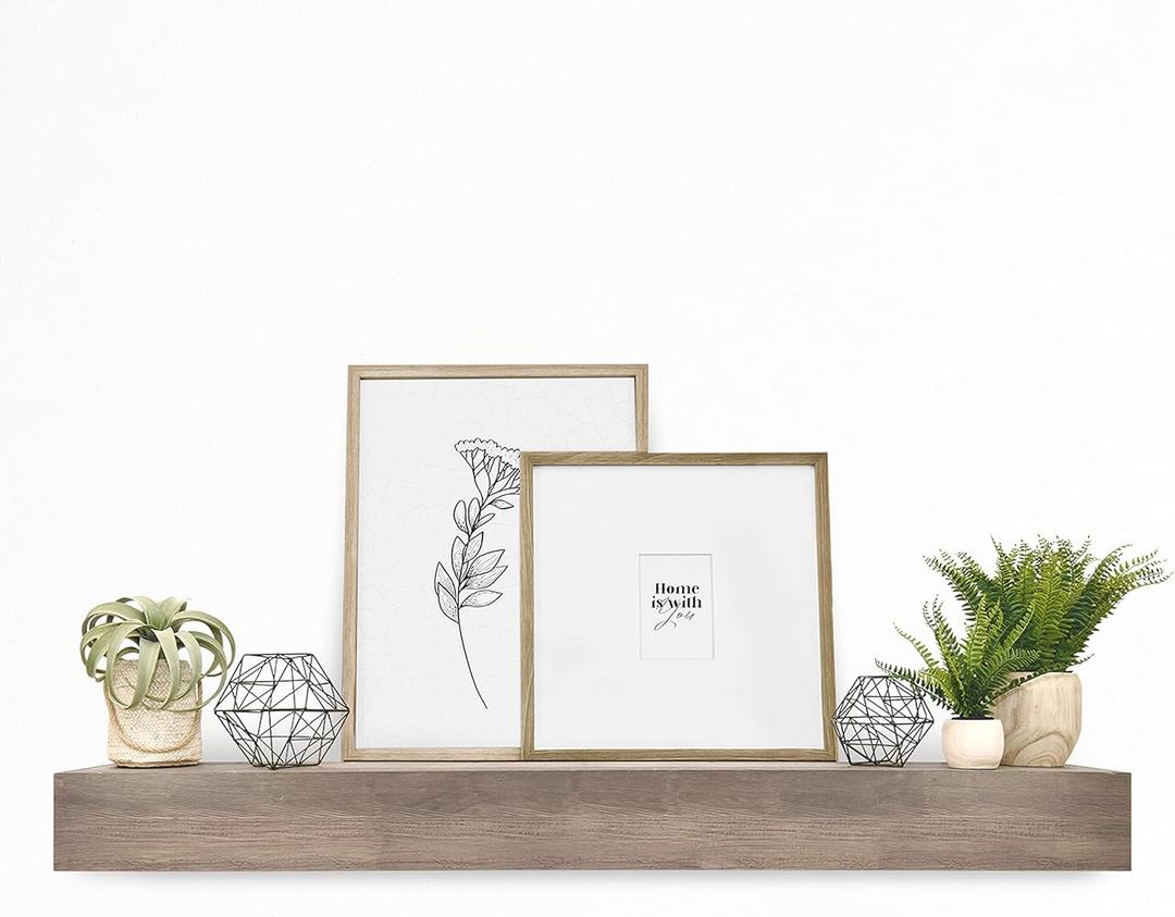 MCS 60-Inch Mantel, Master & Co Antique Natural Finsh Solid Wood Floating Fireplace Mantel, Long Floating Shelf for Livingroom with Wood Cleat Hanging System, Photo and Home Decor Display Shelf