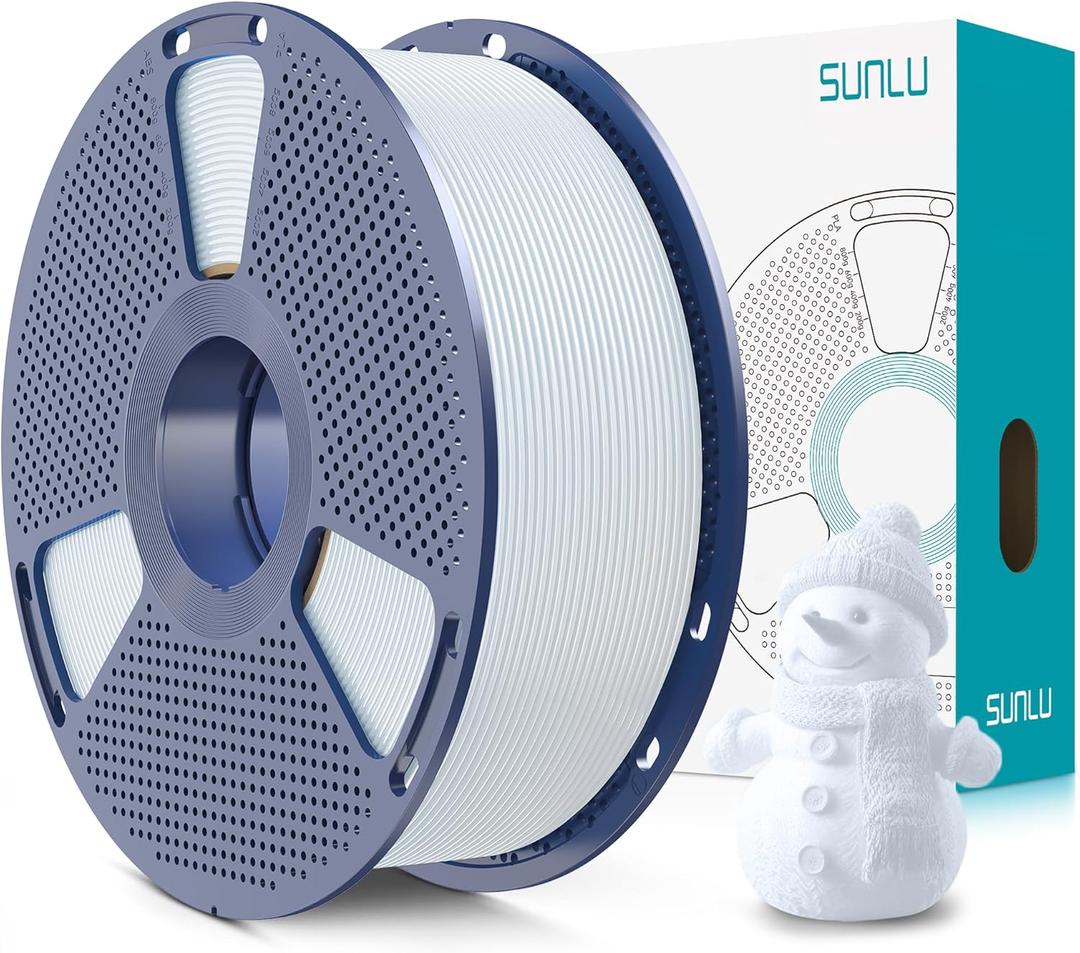 SUNLU PLA+2.0 3D Printer Filament, Upgrade PLA+ Filament 1.75mm, Tougher and Stronger, Neatly Wound Filament, Dimensional Accuracy +/-0.02mm, 1KG Spool(2.2lbs), Ceramic White
