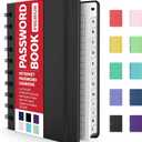 Forvencer Password Book with Individual Alphabetical Tabs, 4" x 5.5" Small Password Notebook, Spiral Password Keeper, Internet Address and Password Manager, Password Logbook for Home Office, Black