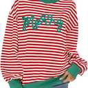 MOUSYA Christmas Sweatshirts Women Christmas Tree Sweater Christmas Party Outfit Xmas Gifts Top Casual Long Sleeve Tops (Red, L)