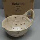 Creative Co-Op Stoneware Colanders with Handles, Set of 2 (6.5"W, Beige)