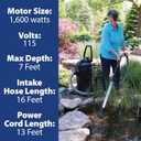 The Pond Guy ClearVac Pond Vacuum, Powerful Motor Quickly Removes Sludge & Debris, Dual Chamber Reservoir for Nonstop Use, 4 Interchangeable Nozzle Attachments, 5 Extension Tubes, 8 Ft Discharge Hose