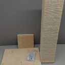 Cat Scratching Post with Carpeted Base - 27.75-Inch Sisal Burlap Fabric Scratcher - Furniture Scratching Deterrent for Indoor Cats by PETMAKER (Beige)