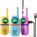Walkie Talkies for Kids Rechargeable,Toys for Boys and Girls Ages 3-12, 3 Pack Long Range 2-Way Radios, Birthday Gifts,Christmas Stockings, Outdoor Play, Family Games, Hiking Camping Gear