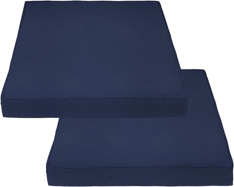Covers & All Square Outdoor Cushion Covers for Patio Furniture Sets, Water, Tear & UV Resistant Polyester Cushion Slipcover with Zippers (Pack of 2) (16" W x 16" D x 4" Thick, Navy Blue)