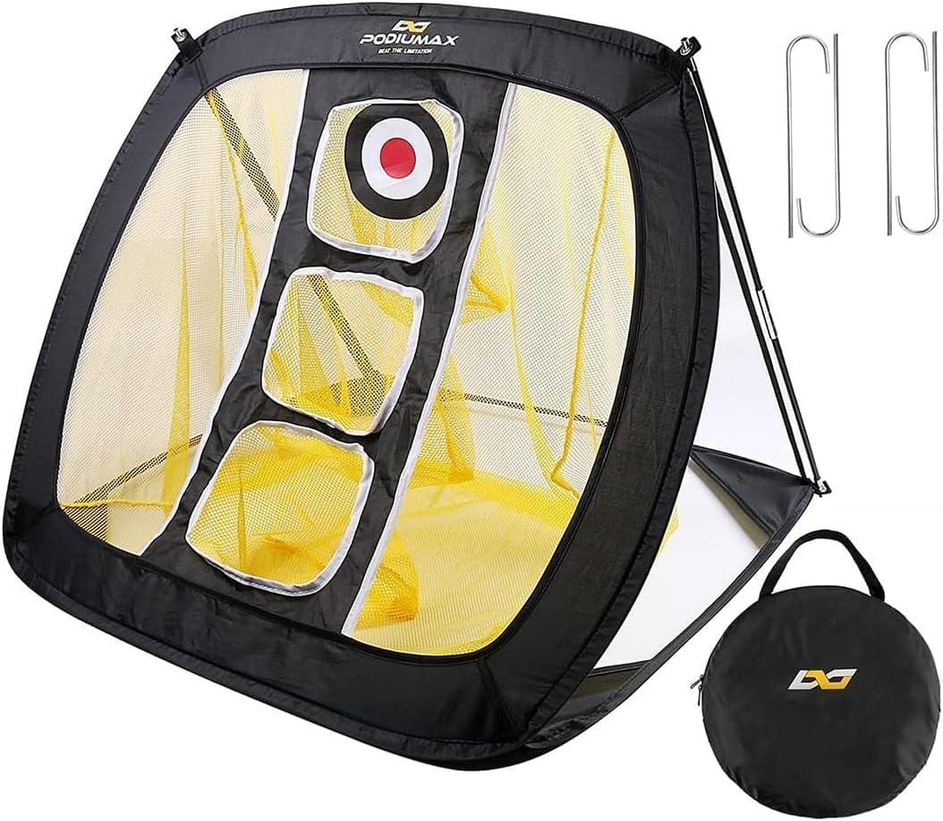 PodiuMax Chipping Net, Pop Up Golf Nets for Backyard Driving Real Golf Balls, Indoor & Outdoor Practice Net for Accuracy Short Game, 14" L x 25" W x 25" H