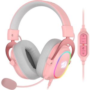 Redragon H510 Zeus-X RGB Pink Wired Gaming Headset - 7.1 Surround Sound - 53MM Audio Drivers in Memory Foam Ear Pads w/Durable Fabric Cover- Multi Platforms Headphone - USB Powered for PC/PS4/NS